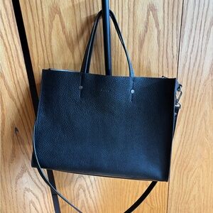 Elegant Black Leather Tote Bag